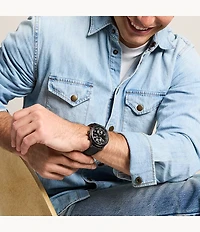 Bennett Multifunction Black Leather Watch