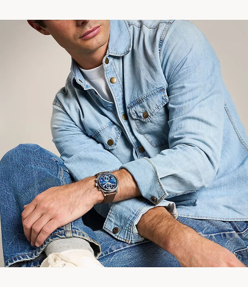 Bennett Multifunction Brown Leather Watch