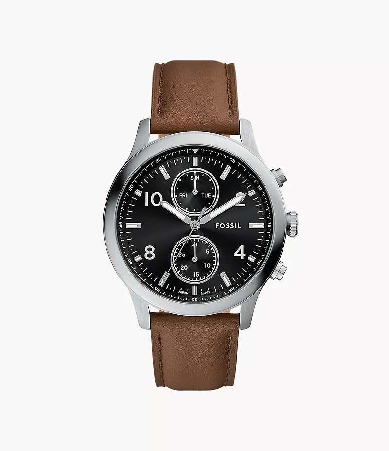 Bennett Multifunction Brown Leather Watch