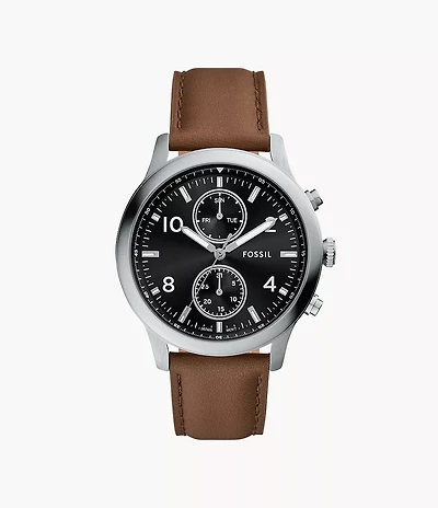 Bennett Multifunction Brown Leather Watch