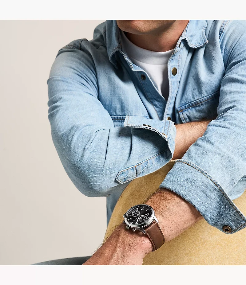 Bennett Multifunction Brown Leather Watch