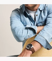 Bennett Multifunction Brown Leather Watch