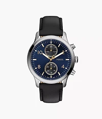 Bennett Multifunction Black Leather Watch