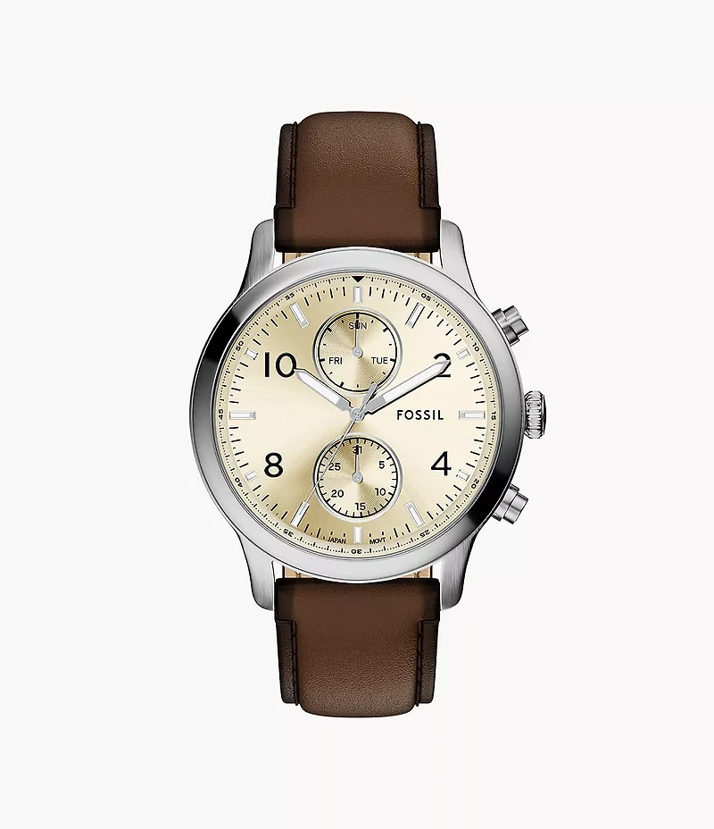Bennett Multifunction Brown Leather Watch