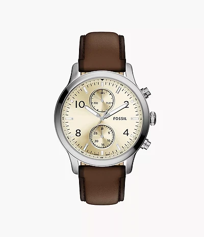 Bennett Multifunction Brown Leather Watch