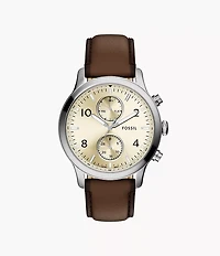Bennett Multifunction Brown Leather Watch