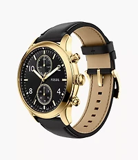 Bennett Multifunction Black Leather Watch