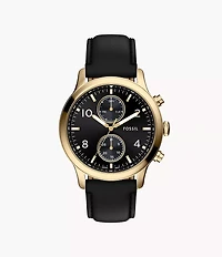 Bennett Multifunction Black Leather Watch