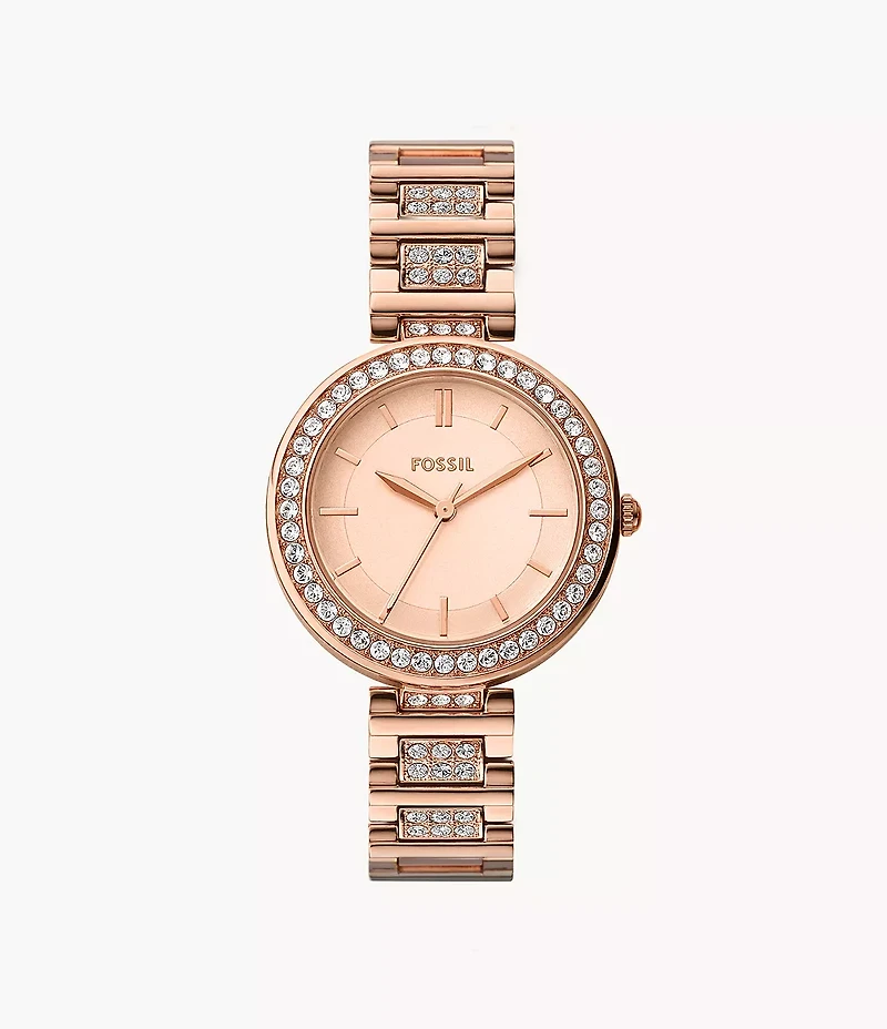 Karli Three-Hand Rose Gold-Tone Watch
