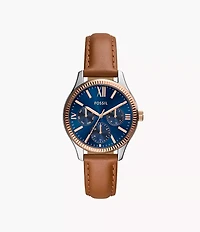 Rye Multifunction Brown Leather Watch