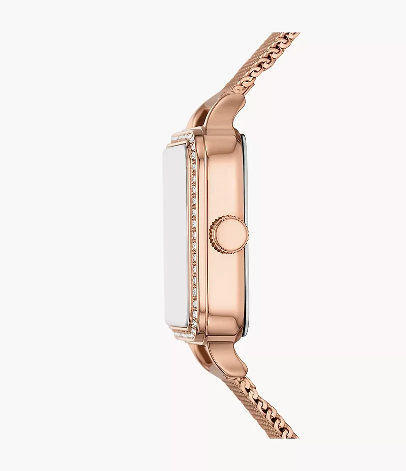 Colleen 28mm Three-Hand Rose Gold-Tone Stainless Steel Mesh Watch