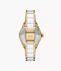 Gilmore Three-Hand Date Gold-Tone and White Ceramic Watch