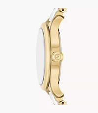 Gilmore Three-Hand Date Gold-Tone and White Ceramic Watch