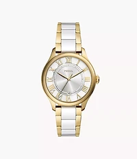 Gilmore Three-Hand Date Gold-Tone and White Ceramic Watch