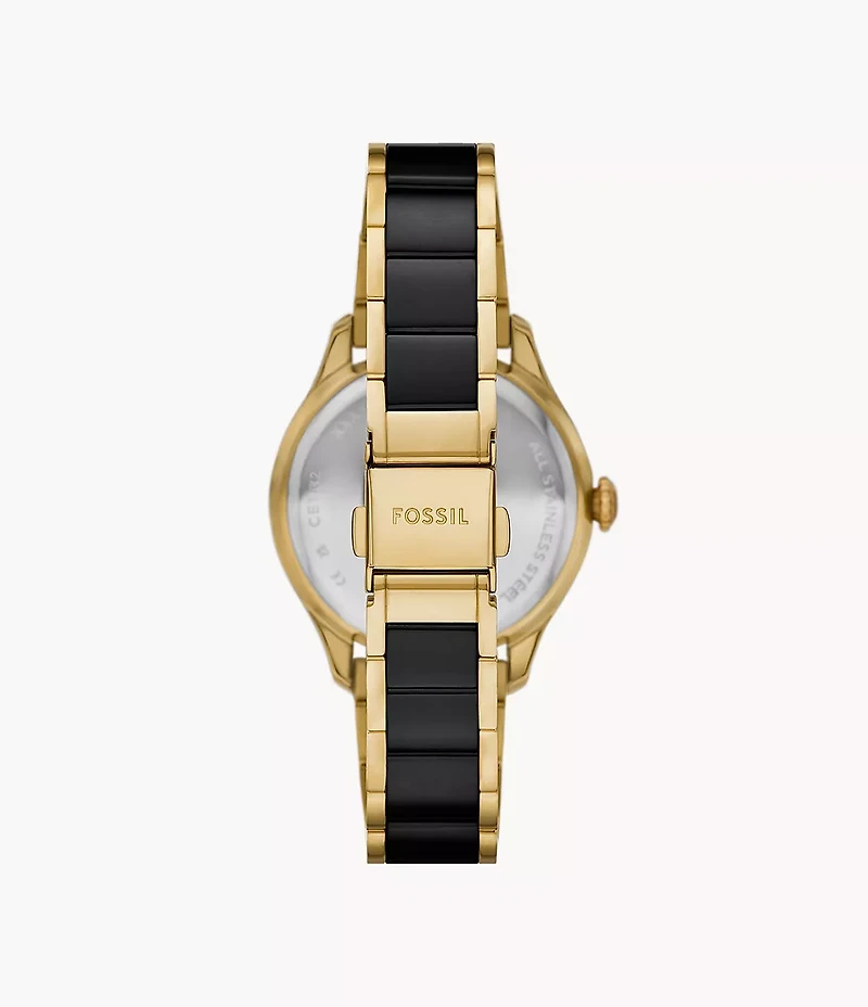 Gilmore Three-Hand Date Gold-Tone and Black Ceramic Watch