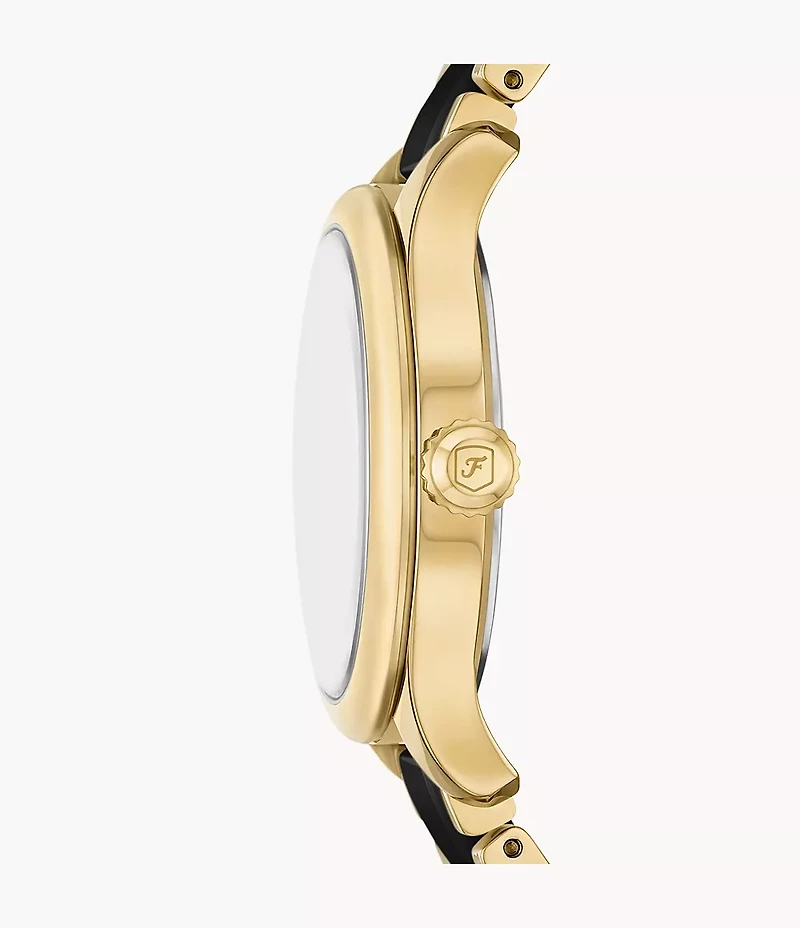 Gilmore Three-Hand Date Gold-Tone and Black Ceramic Watch