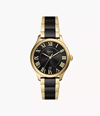 Gilmore Three-Hand Date Gold-Tone and Black Ceramic Watch