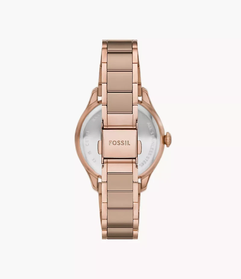 Gilmore Three-Hand Date Rose Gold-Tone and Brown Ceramic Watch