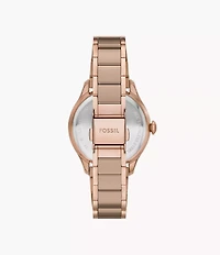 Gilmore Three-Hand Date Rose Gold-Tone and Brown Ceramic Watch
