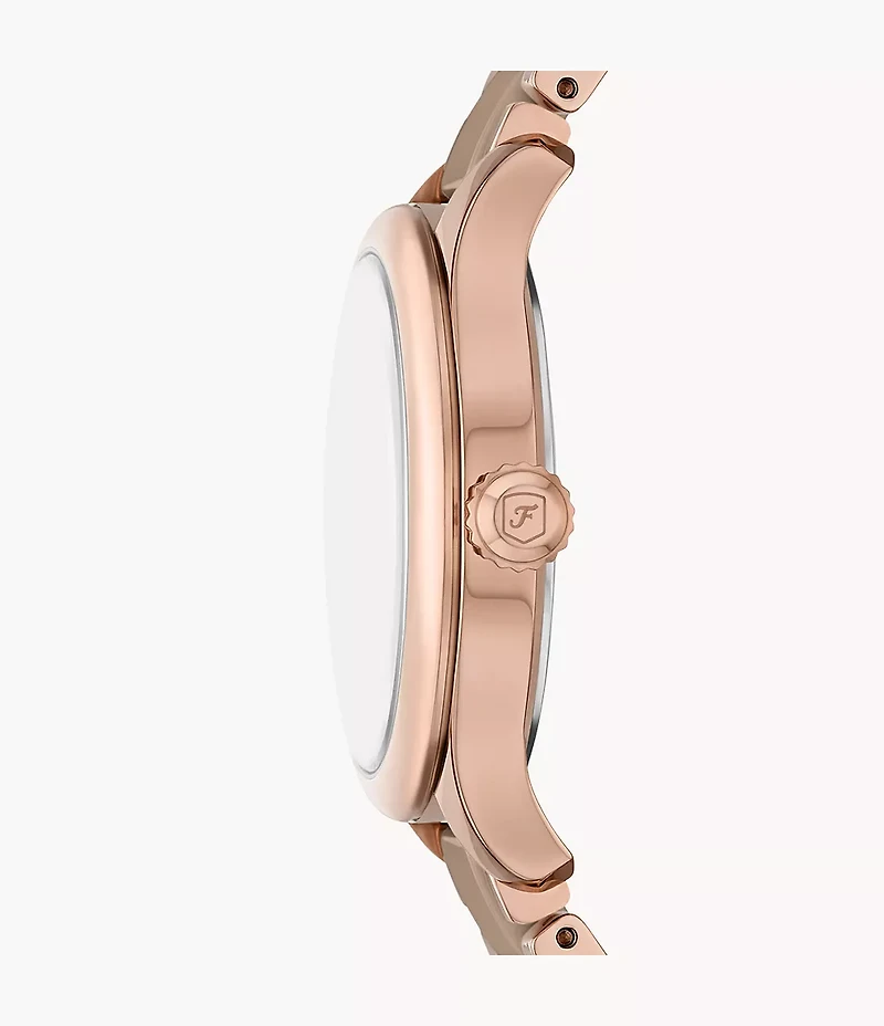 Gilmore Three-Hand Date Rose Gold-Tone and Brown Ceramic Watch