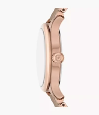 Gilmore Three-Hand Date Rose Gold-Tone and Brown Ceramic Watch
