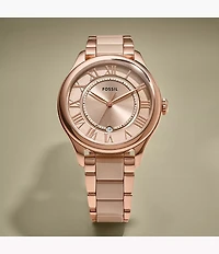 Gilmore Three-Hand Date Rose Gold-Tone and Brown Ceramic Watch