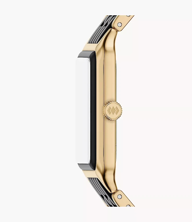 Raquel 26mm Three-Hand Date Gold-Tone Stainless Steel and Black Ceramic Watch