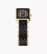 Raquel 26mm Three-Hand Date Gold-Tone Stainless Steel and Black Ceramic Watch