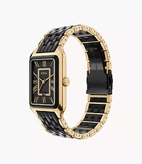 Raquel 26mm Three-Hand Date Gold-Tone Stainless Steel and Black Ceramic Watch