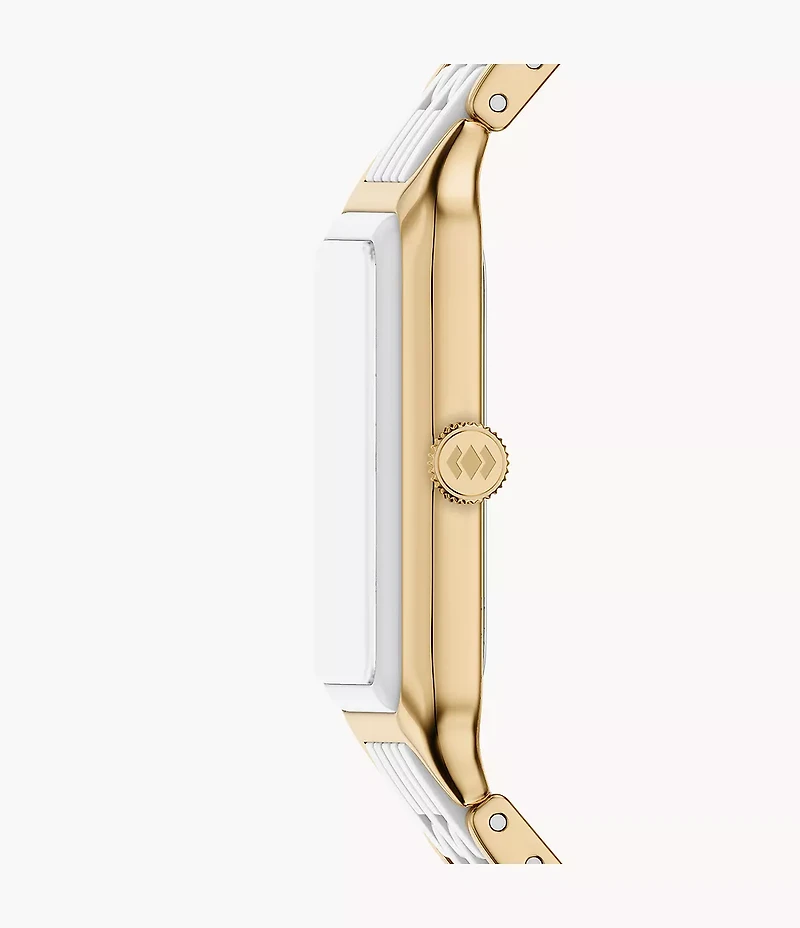 Raquel 26mm Three-Hand Date Gold-Tone Stainless Steel & White Ceramic Watch