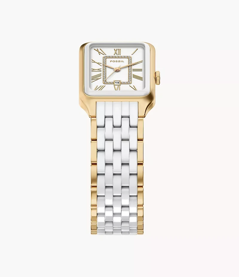Raquel 26mm Three-Hand Date Gold-Tone Stainless Steel & White Ceramic Watch