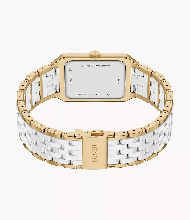 Raquel 26mm Three-Hand Date Gold-Tone Stainless Steel & White Ceramic Watch