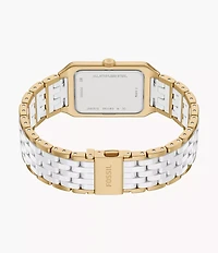 Raquel 26mm Three-Hand Date Gold-Tone Stainless Steel & White Ceramic Watch