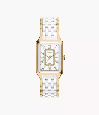 Raquel 26mm Three-Hand Date Gold-Tone Stainless Steel & White Ceramic Watch