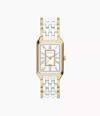 Raquel 26mm Three-Hand Date Gold-Tone Stainless Steel & White Ceramic Watch