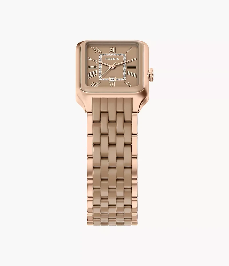 Raquel 26mm Three-Hand Date Rose Gold-Tone Stainless Steel & Salted Caramel Ceramic Watch