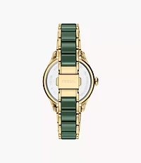 Gilmore 38mm Three-Hand Date Gold-Tone Stainless Steel & Green Ceramic Watch