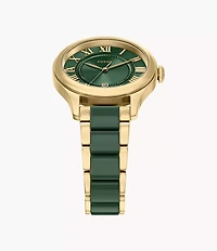 Gilmore 38mm Three-Hand Date Gold-Tone Stainless Steel & Green Ceramic Watch