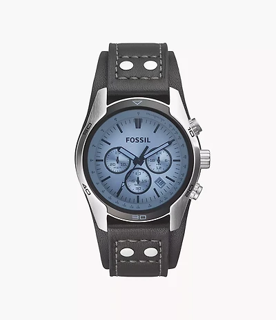 Coachman Chronograph Black Leather Watch