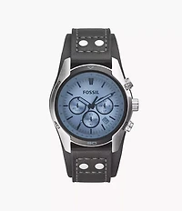 Coachman Chronograph Black Leather Watch