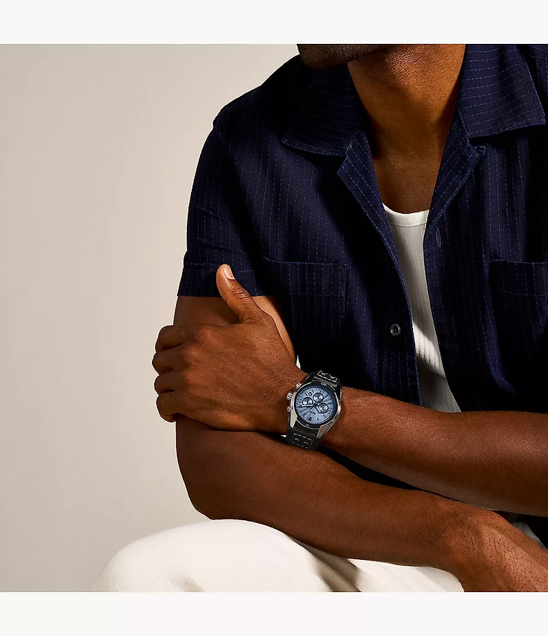 Coachman Chronograph Black Leather Watch