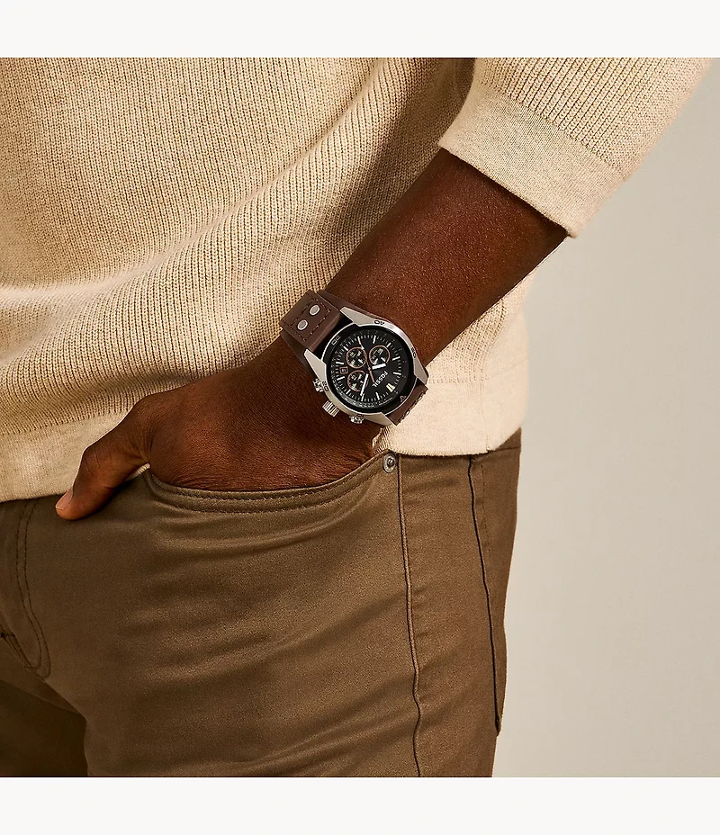 Coachman Chronograph Brown Leather Watch