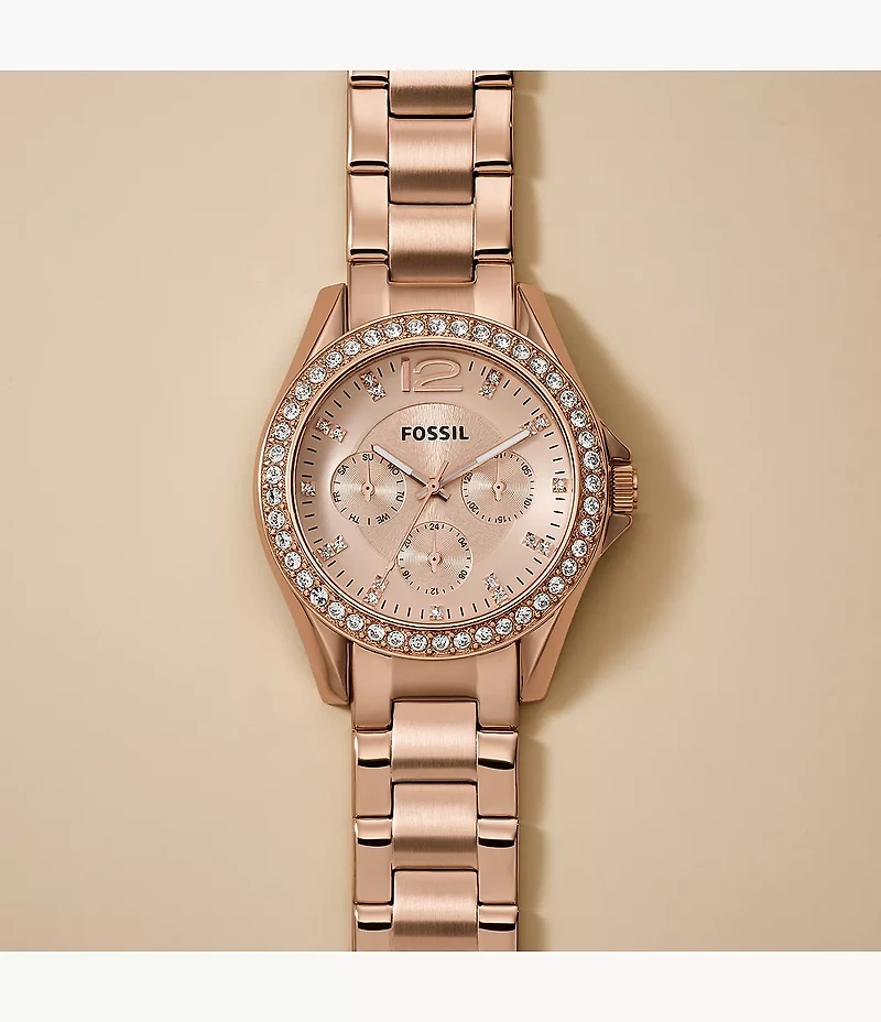 Riley Multifunction Rose Gold-Tone Stainless Steel Watch