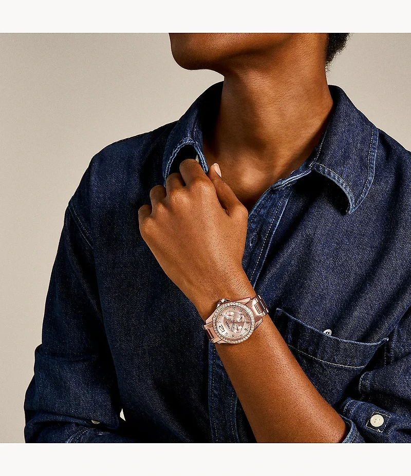 Riley Multifunction Rose Gold-Tone Stainless Steel Watch