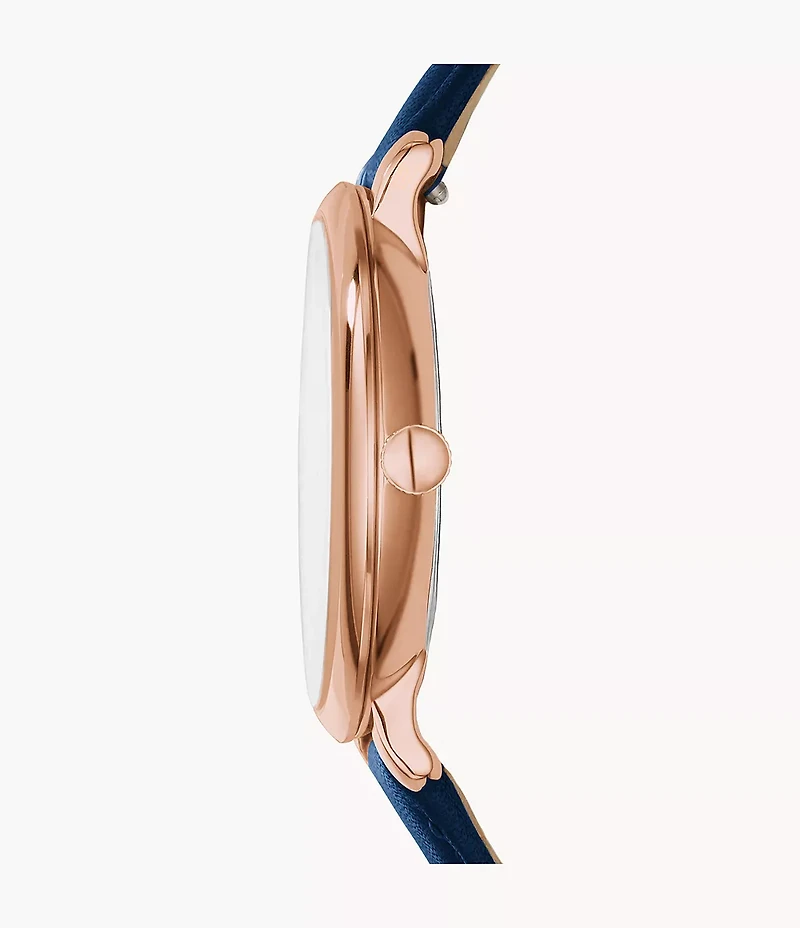 Jacqueline Navy Leather Watch