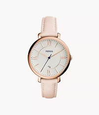 Jacqueline Three-Hand Date Blush Leather Watch