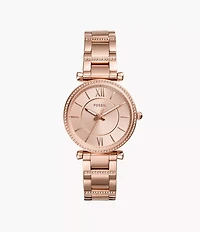 Carlie Three-Hand Rose Gold-Tone Stainless Steel Watch