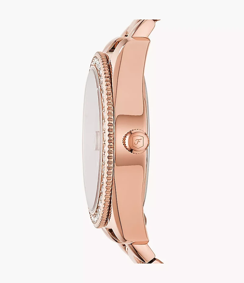 Scarlette Mini Three-Hand Date Rose Gold-Tone Stainless Steel Watch