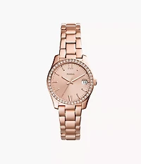 Scarlette Mini Three-Hand Date Rose Gold-Tone Stainless Steel Watch