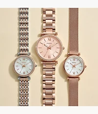 Carlie Three-Hand Rose Gold-Tone Stainless Steel Watch
